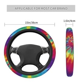Colorful Tie Dye Universal 15 Inch Steering Wheel Covers Non Slip Neoprene Car Wrap Cover for Adults