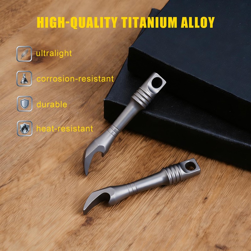 Titanium EDC Pry Bar, Multitool with Keychain Hole, for Opening