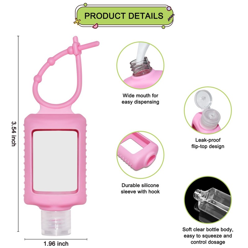 JRINYE 4 Pack Travel Size Bottles with Silicone Keychain Empty