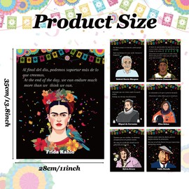 Fiupan Spanish English Hispanic Heritage Month Poster, 8Pcs Back to School Celebrity Motivational Quotes Classroom Poster Set, Festival Celebration Unframed Art for School Office (Black)