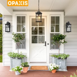 OPAXIS 14.5 in Large Black Outdoor Pendant Lights, Waterproof Hanging Exterior Light, Hanging Porch Light for House, Porch, Doorway, Anti-Rust, 100% Aluminum, E26 Socket