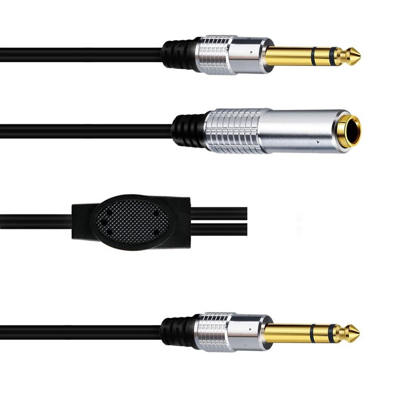 6.35mm Splitter Cable Female to Dual Male Gold Plated Plug