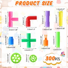 Libima 300 Pcs Tubular Pipes Building Blocks for Kids Over 6 Years Old Stem Building Toy Tube Pipe Toy Colorful Building Pipes for Kids Toddlers Construction Set Educational Preschool Learning Toys