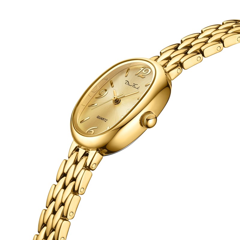 Diaofendi Petite Vintage Oval Gold Women’s Watch, Waterproof Elegant Watch