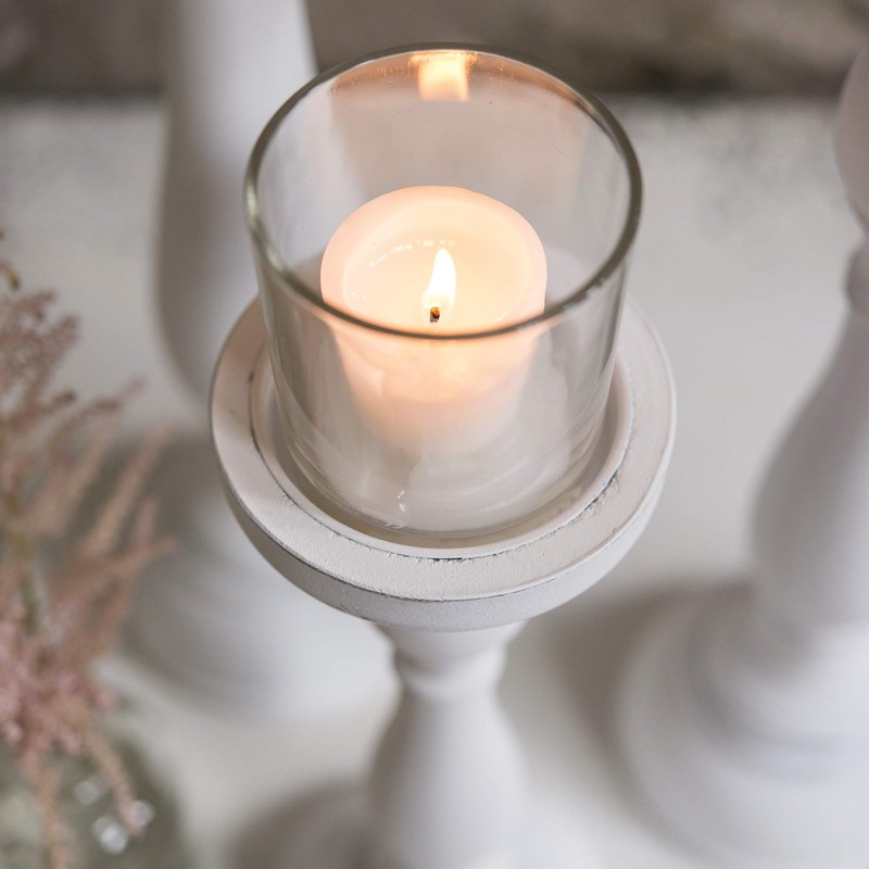 Weddingstar Shabby Chic Spindle White Candle Holder Set, 10 1/2'',