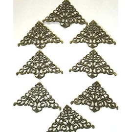 CraftbuddyUS 3inch 10pcs Antique Brass Filigree Metal Decorative Corner Embellish