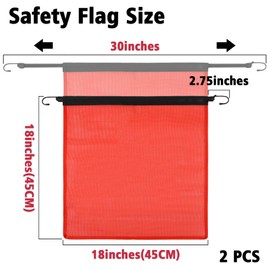 2 Pcs Red Flag for Truck Loads, 18 X 18 Inch Safety Flags for Trucks with Bungee Cord Attachment, Oversize Load Flags for Transporting, Red Warning Flag (RED)