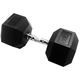 Signature Fitness Premium Rubber Encased Hex Dumbbell, 60-Pound Single