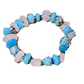 Sea Glass Bracelet, Beach Sea Glass Jewelry, Nautical Jewelry, Pink Blue Beach Glass Stretchy Bracelet by BethExpressions