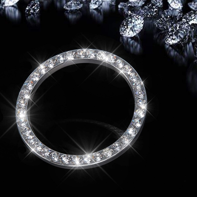 Bling Car Crystal Rhinestone Ring Emblem Sticker, Car Interior Decoration,