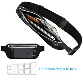 KING OF FLASH Fitness Guru Running Belt - Cycling Pack, Exercise Belt, Workout Belt - Adjustable Waist Bum Bag Belt Waterproof Single Zipper Pouch with Soft Elastic Strap- Black (Waist Bag)