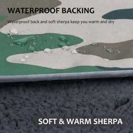 Tirrinia Camping Waterproof Outdoors Blanket,Sherpa Fleece Warm Windproof Soccer Stadium Blanket for Car Football Beach Concerts,51''X 59''
