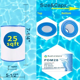 PDM28 Spa Filter Cartridge Replacement for Spa Filter Aqua Crest PDM28 461273, Hot Tub Filter, FC9944, FC-9944 cartridges, Dream Maker, Darlly 50281, 28 sq.ft 1 Pack