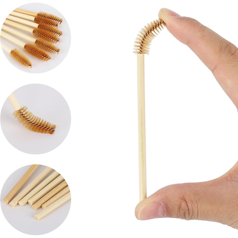 Tbestmax 100 unidades de aplicadores de rímel desechables con recipiente,