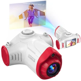 Kids Camera, Camera for Kids with Projector, Offers Projection, 48MP Photography, 1080p Video Recording, Kids Digital Camera Christmas Birthday Gifts for Boys Girls Age 3+ (Red)
