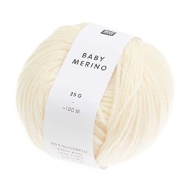 Rico Baby Merino DK Baby Wool, Colour 01 Cream, Pure Merino Wool for Knitting or Crocheting