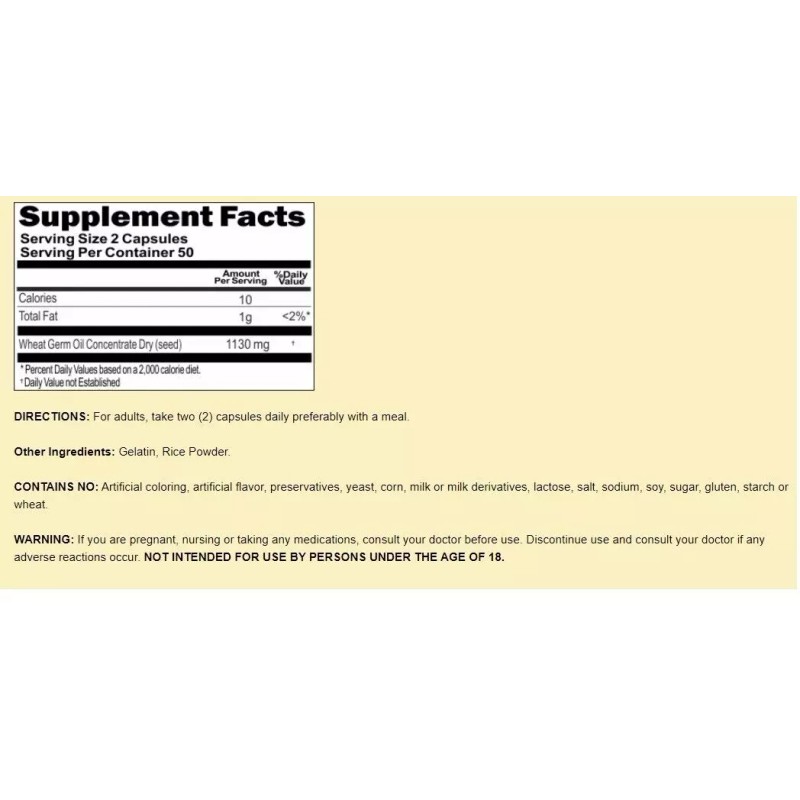 Vitamins Because Wheat Germ Oil 1130 mg 100 Caps (concentrated