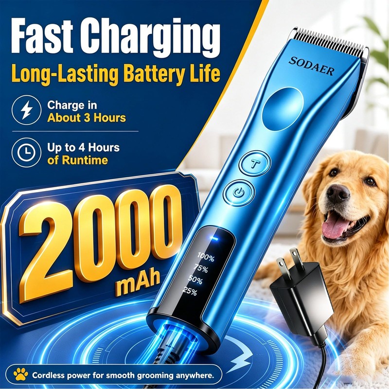Professional Dog Grooming Clippers, Cordless Pet Hair Clipper