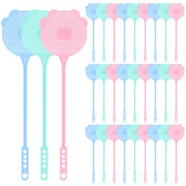 WILLBOND 60 Pieces Fly Swatter Plastic Fly Swatters Heavy Duty Colorful Strong Flexible Manual Fly Swat Set Plastic Durable Fly Swatter Long Handle Manual Swat Flies