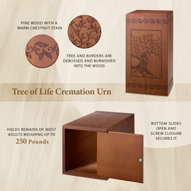 Lillian Rose Wooden Tree of Life Funeral Cremation Urn, One Size, Brown