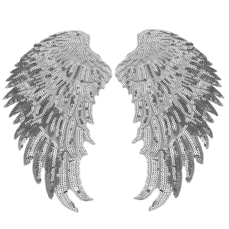 2 Pairs DIY Clothes Wing Sequins Patch Sequins Angel Wings