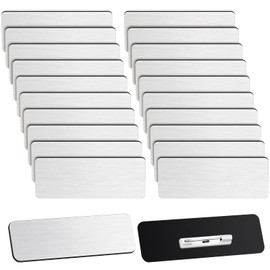 Breling 100 etiquetas de nombre con pines de 1 x 3 pulgadas, en blanco con pines para identificación de nombre, para trabajadores de oficina, estudiantes, empleados personalizados (plateado y negro)
