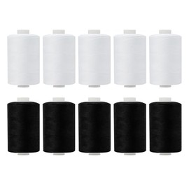 HYFTHOME 10 Spools All Purpose Sewing Thread 1000 Yards, Bobbin Polyester Thread for Sewing,Threads for Sewing Machine, Sewing Machine Supplies for Beginners, Hand Stitching, Quilting