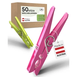 Luna Plastic Clothes Pegs with Sturdy Outer Ring Spring Pack of 50