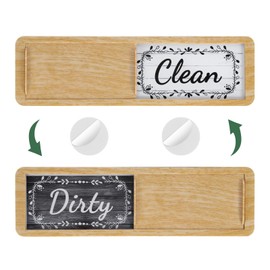 sourcing map Dishwasher Magnet Clean Dirty Sign Rectangle Magnetic Dishwasher Indicator Wood Grain Flower Edge Non-Scratch with Stickers for Dishwasher Kitchen Hotel, Beige