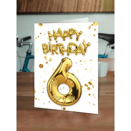 Brainbox Candy - 6th Birthday Card - Age 6 - Beautiful White Gold Foil Effect Age Card - Birthday Cards For Boys Girls Children - Kids Age Cards