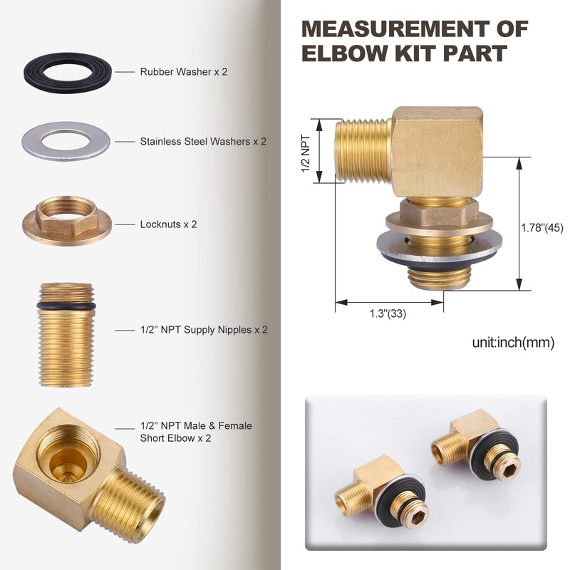 2PCS Installation Kit Commercial Faucet, iVIGA Wall Mounting Faucets Installation