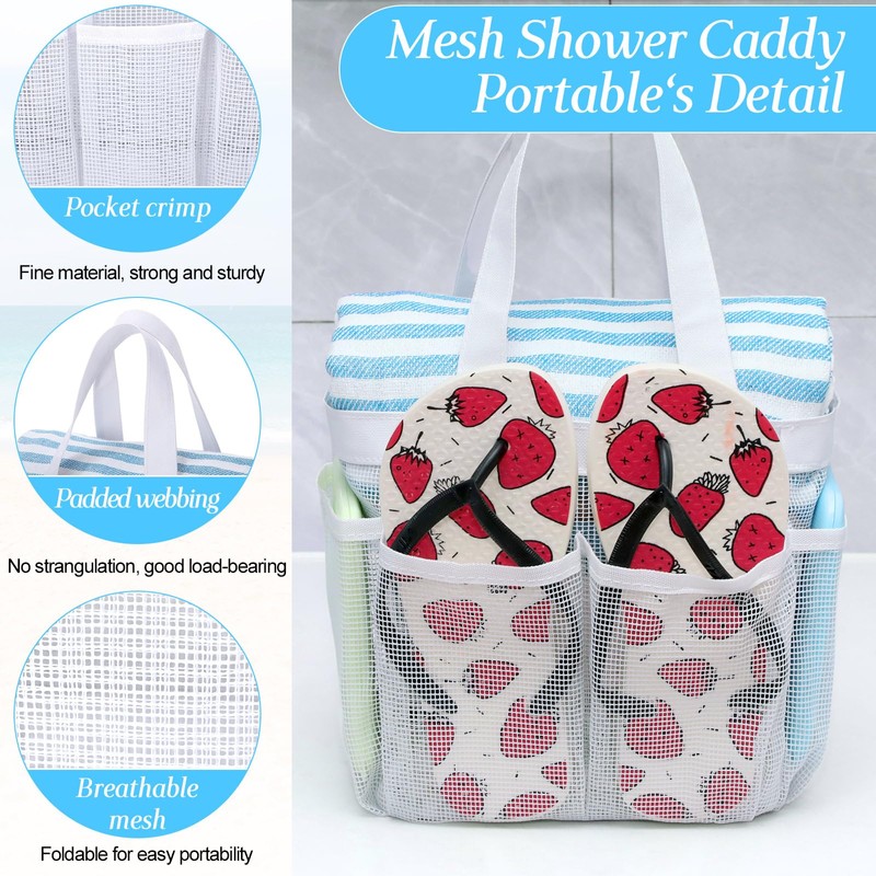 Chapou 8 Packs Mesh Shower Caddy Portable Large Shower Caddy