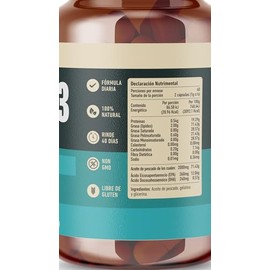 Omega 3: Aceite de Pescado para Apoyo a la Salud Cardiaca, Mental y General con Vitaminas Naturales. Ideal para Ejercicio. 80 Cápsulas de 1000mg cada 