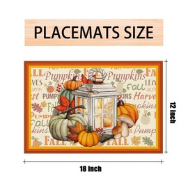 Juego de 4 manteles individuales de lino para otoño, decoración de otoño para el hogar, otoño, otoño, Acción de Gracias, hogar, cocina, comedor, decoración de mesa