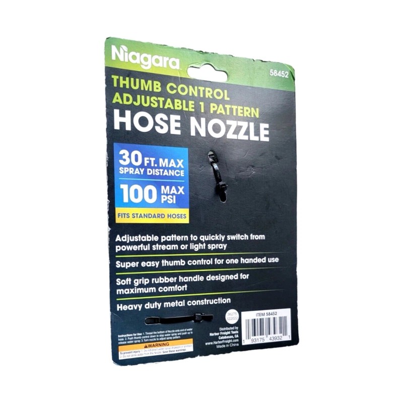 NIAGARA Thumb Control Garden Hose Nozzle – Heavy-Duty Metal Spray,
