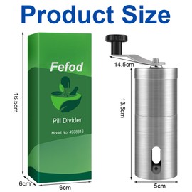 Fefod Stainless Steel Tablet Mortar for Turning, Tablet Mortar, Small Pill Mill, Tablet Crusher for Crushing, Mortar for Medication, Tablet Crusher Powder, Pill Mill