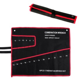 Wrench Roll Up Pouch Wrench Organizer Bag with Handle Wrench Organizer Tool Holder with 18 Pockets