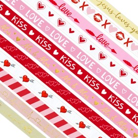ALIBBON 12 Yards 3/8" Valentine's Day Ribbon Red Ribbons for Valentines Day Decor, Love Heart Decorative Grosgrain Satin Ribbon for Wedding Valentine's Day Gift Wrapping Bows Crafting Supplies