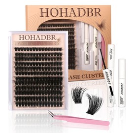 Lash Clusters Kit Natural Individual Lashes Wispy Eyelash Extensions 8-16mm DIY Lash Extension Kit Lash Bond and Seal Waterproof, Lash Applicator, Thick False Eyelashes Kit:_Charming Kit