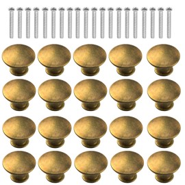 Anhoer 20PCS Kitchen Cupboard Knobs 30MM Kitchen Door Knobs Mushroom Vintage Drawer Knobs Brass Round Pull Handles Drawer Handles Cupboard Handles Chrome Knobs for Furniture Wardrobes Bathroom