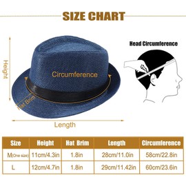 Geebuzz 5 Pack Short Brim Fedora Classic Summer Beach Sun Hat Panama Cap for Men Women (Large, 5pack-Black+White+Coffee+Dark Grey+ Light Grey)