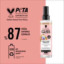 Gliss Split Hair Miracle Kırık Uçları Mühürleyen Sıvı Saç Bakım Kremi - İyonik Kompleks ve Üzüm Çekirdeği Yağı ile 200 ml