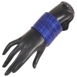 NEW! Touchstone Indian Bollywood Handcrafted Attractive Zigzag Pattern Vibrant Blue Color Wrist Enhancer Elegant Designer Jewelry Bracelets Bangle. Set Of 24 For Women.