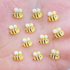 Bee Nail Charms 50PCS - 3D Resin Nail Decorations Flatback Kwaii Cute Nail Charms for Acrylic Nails