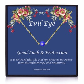 Evil Eye Necklace for Women Third Eye Mal De Ojo Kabbalah Protection Pendant Necklace for Girls Family Gifts (evil-C)