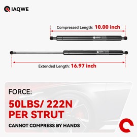 IAQWE 17 Inch 50Lb/222N Gas Struts Leer are Snugtop Camper Shell Spring Shock Pickup Truck Topper Lift Support for Rear Window Truck Cap Canopy Door Boat Hatch Toolbox Lid SE170P50S10-W 2 Pcs