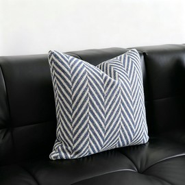 Boho Throw Pillow Cover Blue and White Knitted Woven Pillow Cushion Cover Arrow Knit Decoration Square Pillowcase for Sofa Couch Bedroom Living Room (Blue,18"x18")