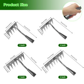 Domigard Iron Weeding Rake 2.0, New 5/6/7/8 Garden Weeder Rakes, Heavy Duty Yard Rake Hand Weeder Puller Tool for Efficient Weed Removal, Soil Cultivation, and Lawn Care, Without Stick (6 Teeth)