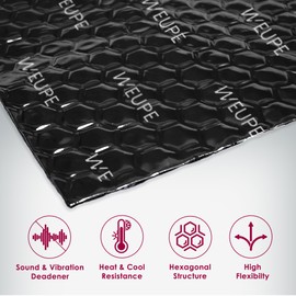 WEUPE Sound Deadening Mat for Cars, 50 mil 10 sqft, Butyl Automotive Sound Deadener, Noise Insulation Dampening Material for Car Trunk, Speaker, Door, Floor and Ceiling, Black