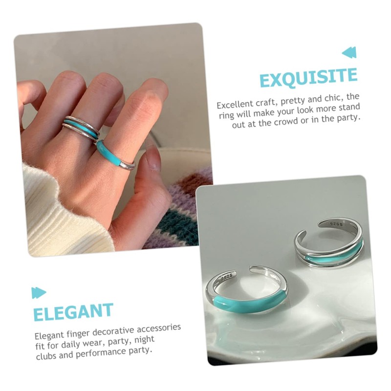 SAFIGLE 2pcs Rings Aesthetic Adjustable Rings Women Fashion Jewelry Birthday